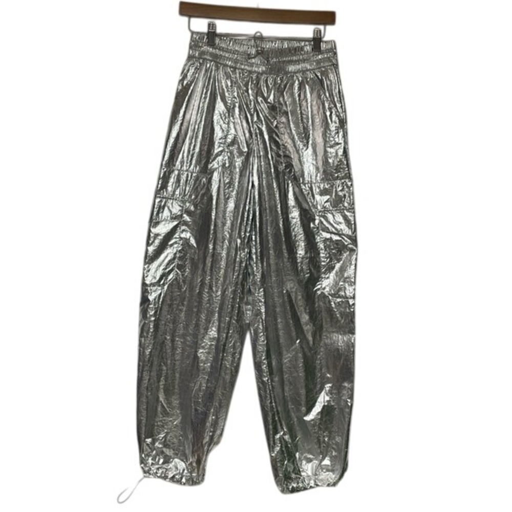 A‎ New Day Silver Foil High Rise  Cargo Joggers Women's XS